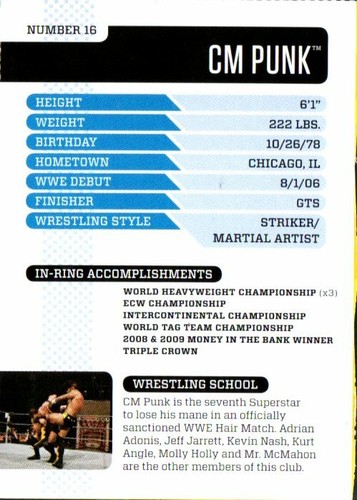 2010 WWE Magazine Future Hall of Fama Tarjeta Perforada #16 CM Punk 🙂 - Imagen 2 de 2