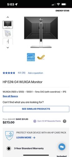 HP HP E24i G4 WUXGAUS •24 Inch Diagonal New In Box With Warranty - Picture 2 of 5