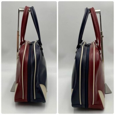 Puma Boston Bag Bicolor Leather Red & Blue H9.8x15.3x6in