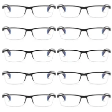 10 PK Mens Half Frame Spring Hinge Reading Glasses Blue Light Blocking Readers