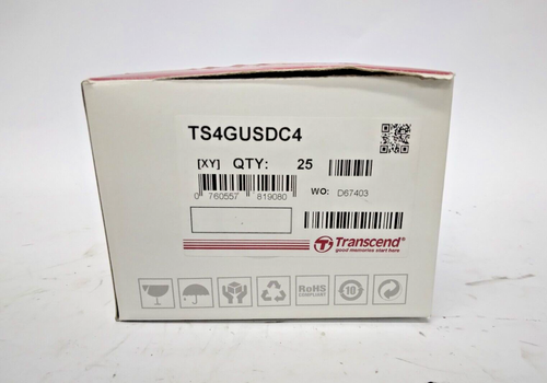 Lot of 25 Sealed Transcend 4 GB Class 4 microSDHC Flash Memory Cards TS4GUSDHC4 - Picture 3 of 3