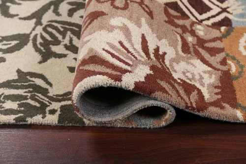 Patchwork Transitional Oriental Area Rug Hand-Tufted Wool Home Carpet Carpet 5x8 - Picture 11 of 12