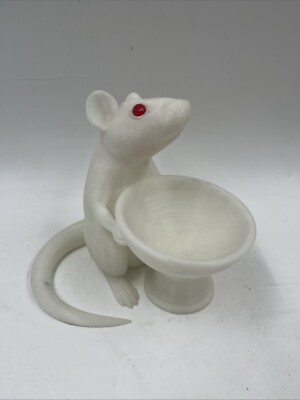 Vintage Rat Bowl Glow Dark   Halloween Retro Fun Gothic Decor - Red Eyes Jewels