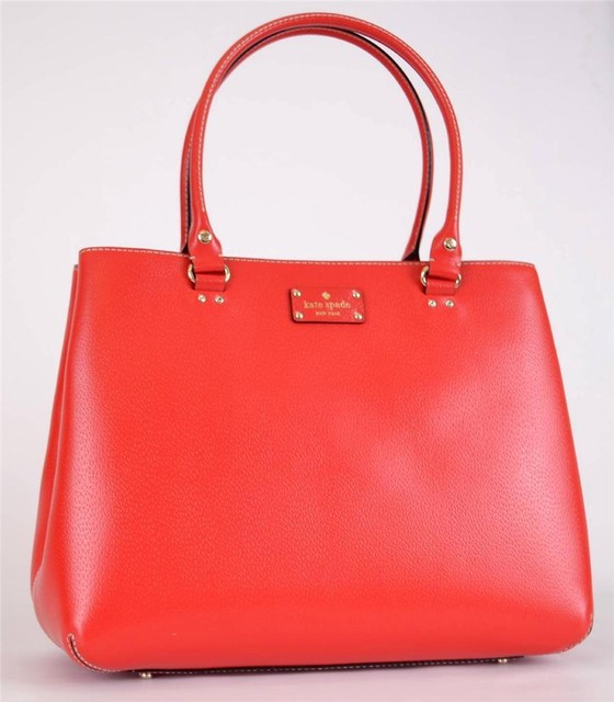 Kate Spade Shoulder Tote Wellesley Fallon Garnet Red Leather Handbag Kate Spade Shoulder Tote Wellesley Fallon Garnet Red Leather Handbag