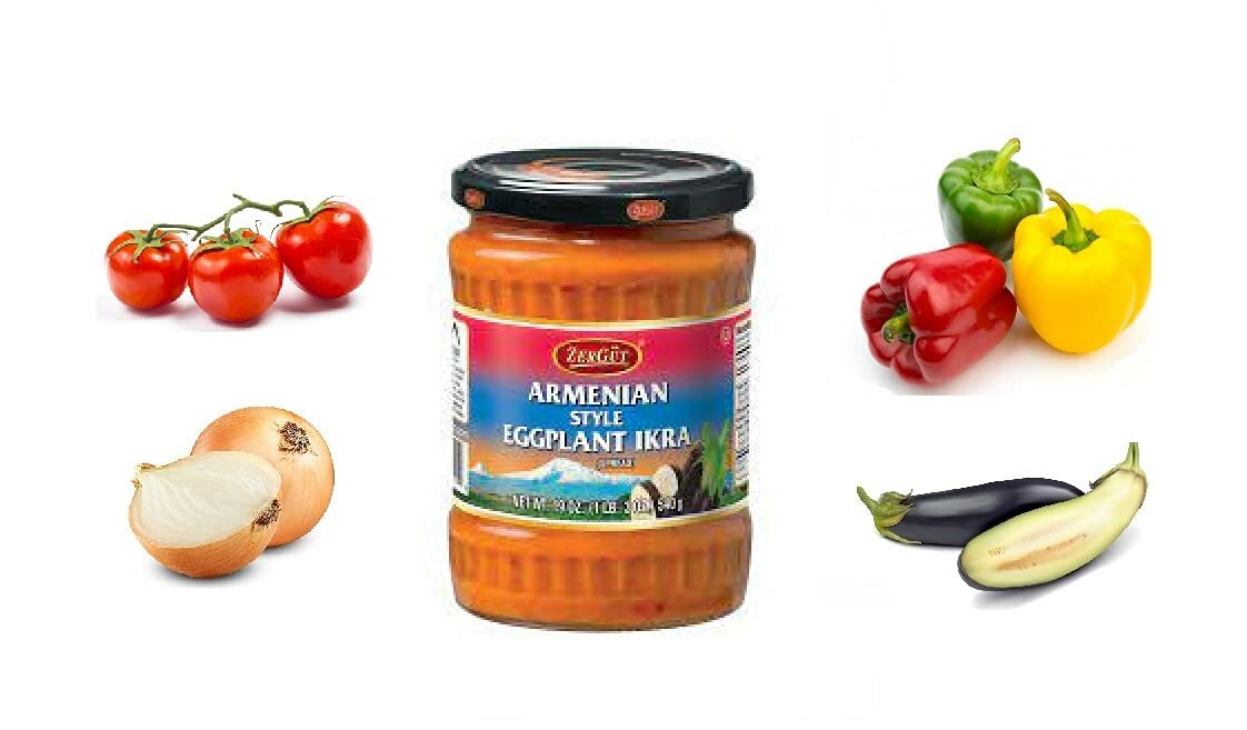 ZerGut Armenian Style Eggplant Ikra Kosher 4 Glass Jars 19OZ/540g each