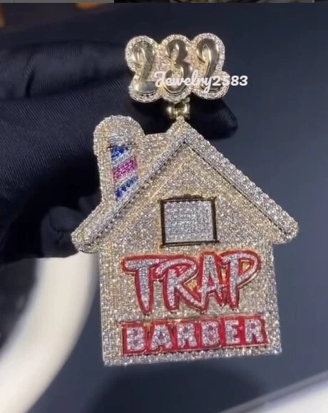 REGALO NAVIDAD 4 HOMBRE 3D "TRAMPA BARBERO CASA" 2ct Real Moissanita Plata 925 REGALO Foto 4 de 4