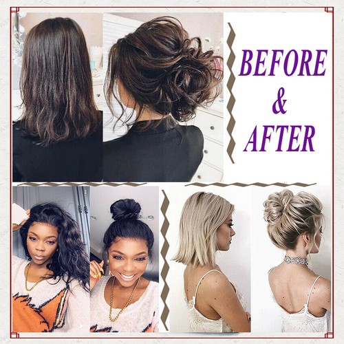 Tousel Thick/Thin Messy Bun Piece Scrunchie Curly Updo Hair Extensions AS Human - Picture 11 of 97