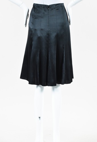 NUEVO AUTÉNTICO $1765 CHANEL SATÉN NEGRO FALDA HASTA LA RODILLA SZ 42 - Imagen 4 de 11