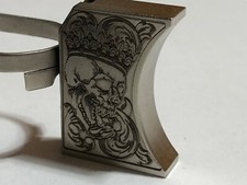 New laser engraved 1911 satin nickel Long Pad skulls #2