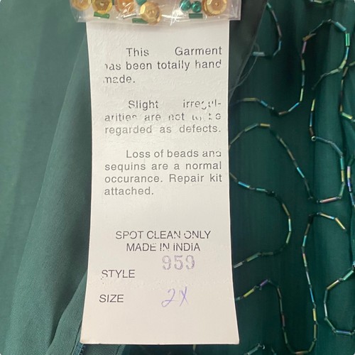 Laurence Kazar 2X Silk Beaded Vintage Cocktail Flapper Dress 80's Green Gold NWT - Picture 11 of 12