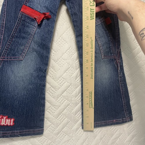 FUBU The Collection Girls Jeans Size 5 Denim Embroidered Pink Logo Boot Cut EUC - Picture 6 of 13
