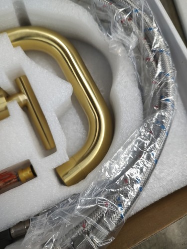 12-058BG 2 Handle 8" Brass Bathroom Sink Faucet 3 Hole 360° cUPC Supply hoses - Picture 4 of 8