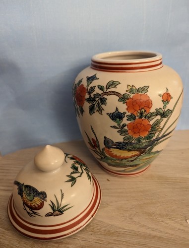 Vtg Ginger Jar Flowers And Birds - Picture 3 of 4
