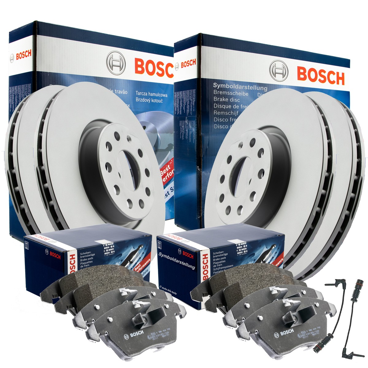 BOSCH Bremsenset + WARNKONTAKTE BMW 3er 4er VORN Ø300 HINTEN Ø300 