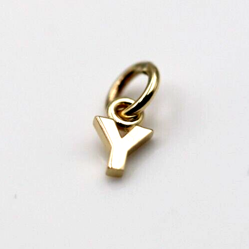 Genuine 9ct 9kt Genuine Tiny Small Yellow Gold Initial Pendant / Charm Y - Picture 1 of 6