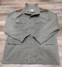 Scandia Woods Jacket Green Brown Button Front Chore Coat Cotton Mens Large