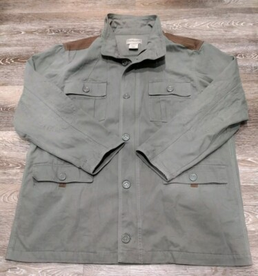 #ad #ad Scandia Woods Jacket Green Brown Button Front Chore Coat Cotton Mens Large $49.99