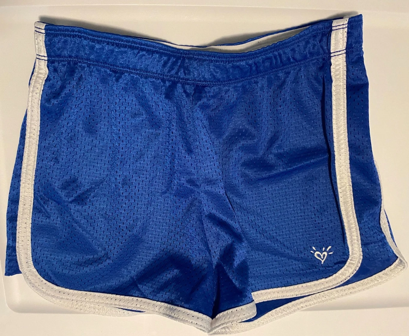 Justice Girls Blue Mesh Shorts Size 12 White Trim Summer Everyday Wear Athletic