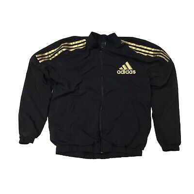 Adidas Jacket Mens Medium Track Black Gold Foil Full Zip Adidas Jacket Mens Medium Track Black Gold Foil Full Zip