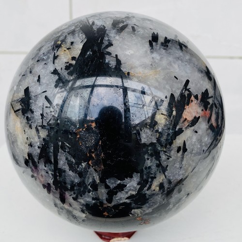 Natural Black Tourmaline crystal Sphere quartz crystal energy 2960g - Imagen 16 de 17