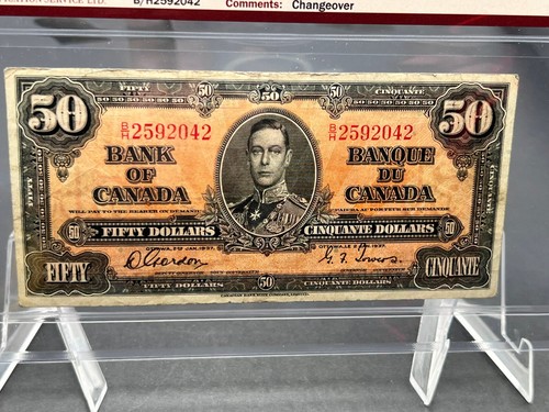1937 Bank Of Canada $50 bank Note BCS Graded VF-20 SN# BH2592042 - Picture 2 of 5