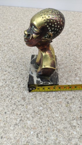 Vintage African Bronze Bust Sculpture, Art Deco in Style, 13cm - Picture 10 of 11