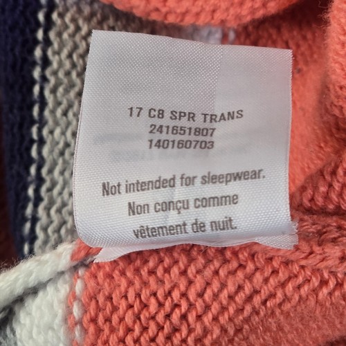 Crazy 8 Girls Knit Striped Sweater Dress XL/14 Peach Lt Blue Gray Short Sleeve - Picture 7 of 7