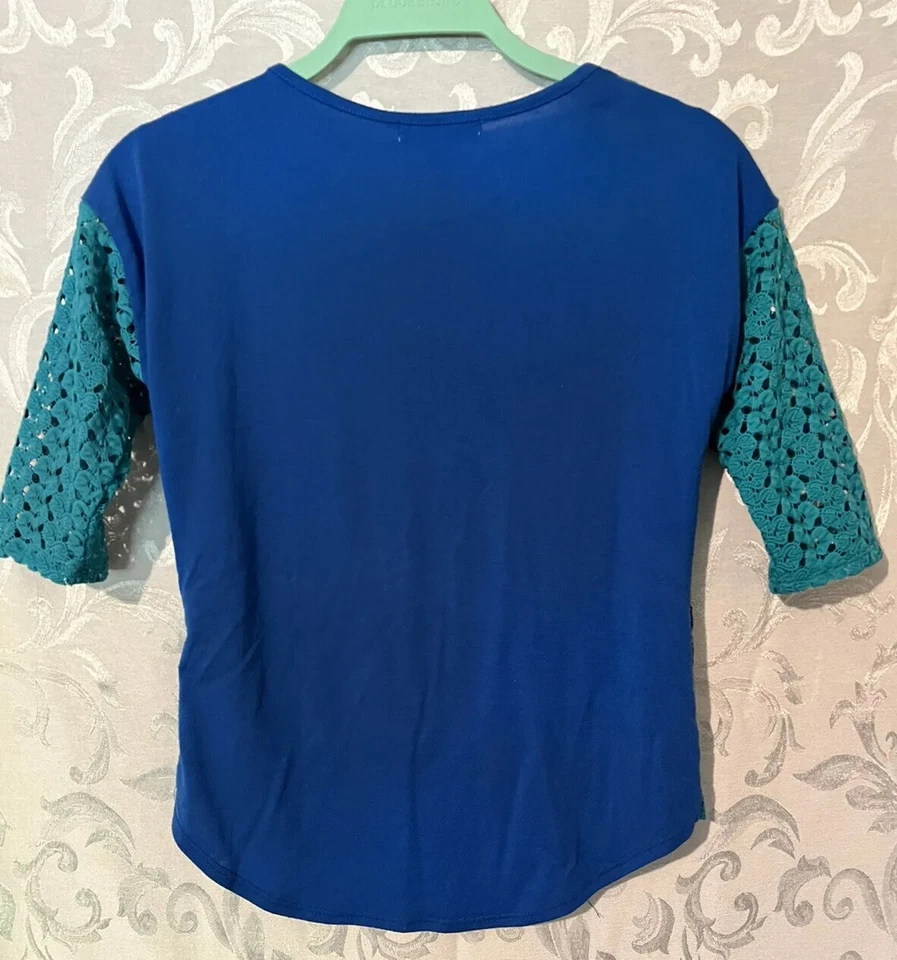 Speechless Size L Girl’s Knitted Layered Tank Shirt Blue Green D29 - Image 4 of 4