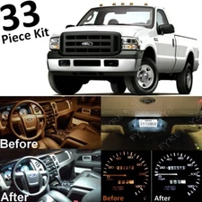 33 White LED Interior +Cluster +Clearance Lights for 2005-2007 Ford F250 F350