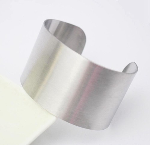 Braccialetti Braccialetti Ampio Opaco - Bracciale Bracciale Acciaio Inox Colore Argento Gioielli - Foto 5 di 12