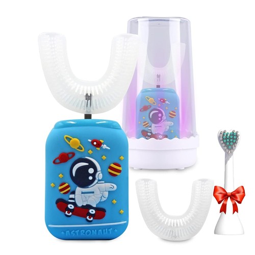 Kids Electric U Shaped Toothbrush,3 Brush Heads Waterproof 5 Mode astronaut boys - Picture 7 of 13