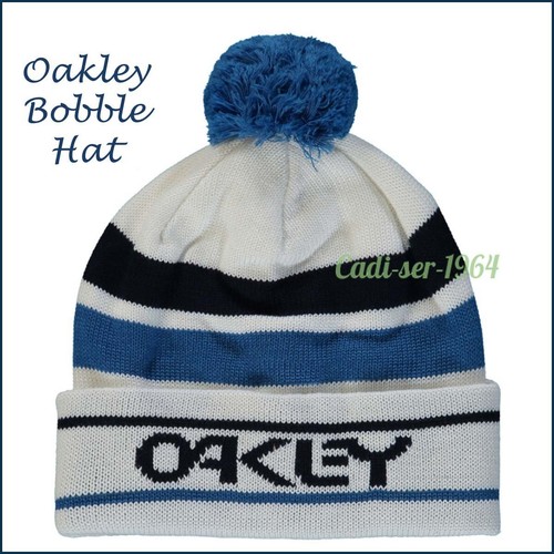 Oakley Men's Bobble Cap White and Blue Stripped Bobble Hat NEW - Picture 7 of 24