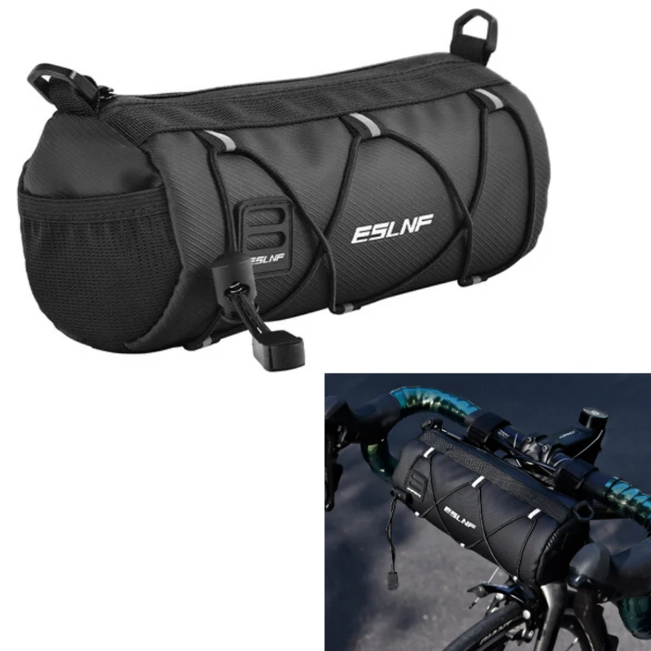 Borsa da manubrio per bici in tessuto Oxford nero