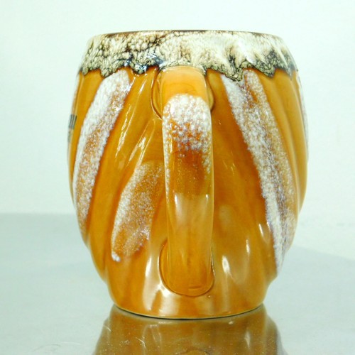 Leelanau State Park Mug Drip Glaze Ceramic Studio Pottery Cup Yellow Brown White - Picture 3 of 8