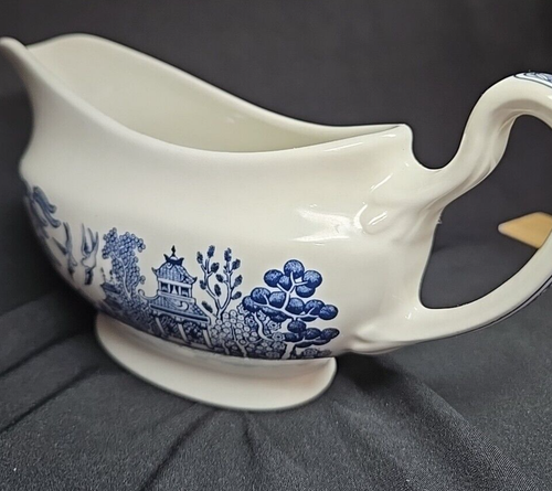 Churchill Blue White Willow Gravy Boat Sauce 12oz Made In England Dinnerware - Picture 6 of 8