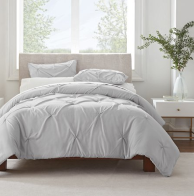 #ad Simply Clean 3 Piece Grey Pleated Microfiber King Duvet Set $49.00