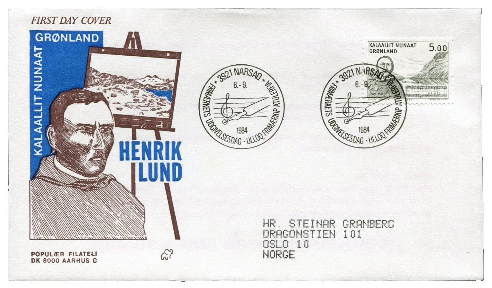 First Day of Issue Art, Artists Decimal Greenlandic Stamps