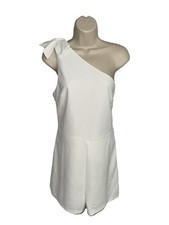 Women  s Large She  Sky White One Shoulder Semi Formal Short Romper