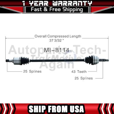 TrakMotive 1 Front Right CV Axle Shaft Fits 2002-2007 Mitsubishi Lancer