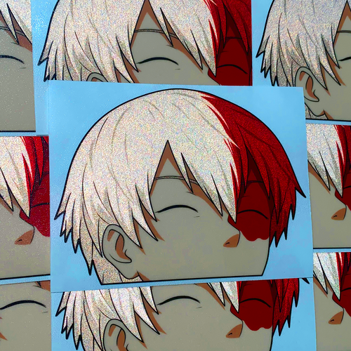 SHOTO TODOROKI REFLECTIVE ANIME PEEKER STICKER MY HERO ACADEMIA CAR DECAL - Picture 1 of 2