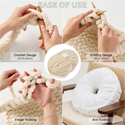 Chenille Chunky Yarn Super Bulky Soft Thick Fluffy Jumbo Giant Washable Polye... - Picture 7 of 7