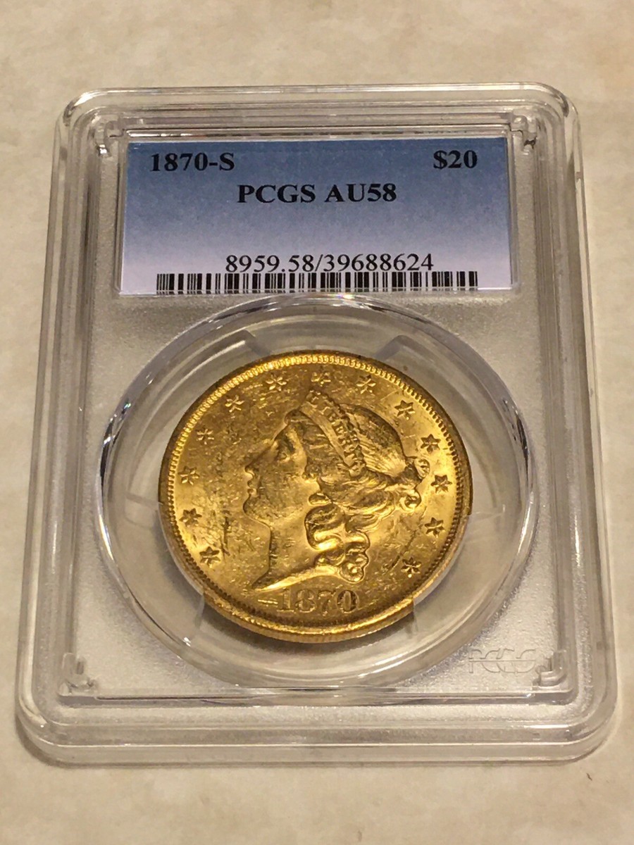 1870-S AU58 PCGS Liberty Double Eagle $20 Gold Coin great