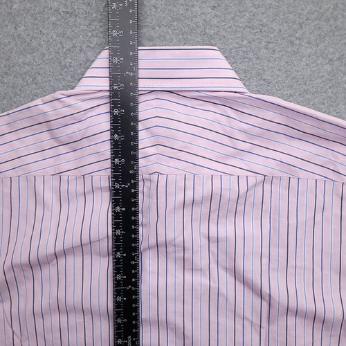 Harvie & Hudson Dress Shirt Mens 15.5 35 Slim Fit French Cuff Pink Stripe - Picture 7 of 9
