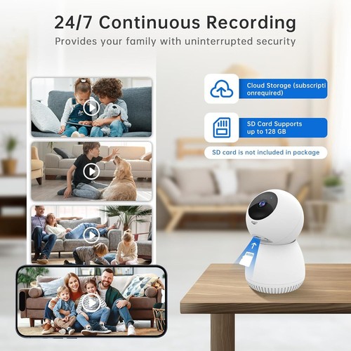 2MP Home Security Camera 1080P Pet Camera Baby Monitor Night Vision 2-Way Talk - Picture 7 of 7
