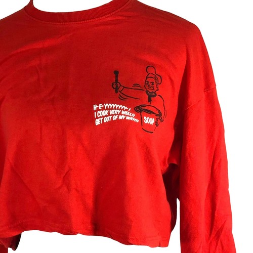 Oh! Jin-Ho Women's Red Graphic Tee Crop Long sleeve Top SIZE Medium Large