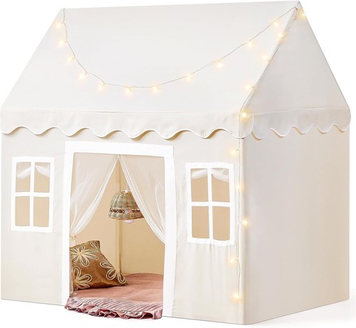 Tiny Land Kids' Play Tent with Padded Mat & LED Lights ~ Girls 3-6 yrs ~ Neutral