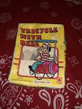 Vintage Wind Up Tin Litho Messenger Boy On Tricycle Working But Incomplete