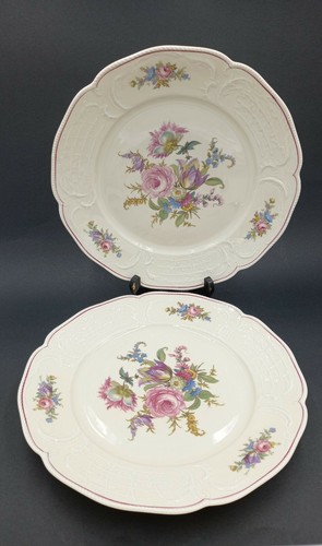 2 SANSSOUCI  ROSENTHAL SELB GERMANY U. S. ZONE FLORAL DINNER PLATES 10 INCH