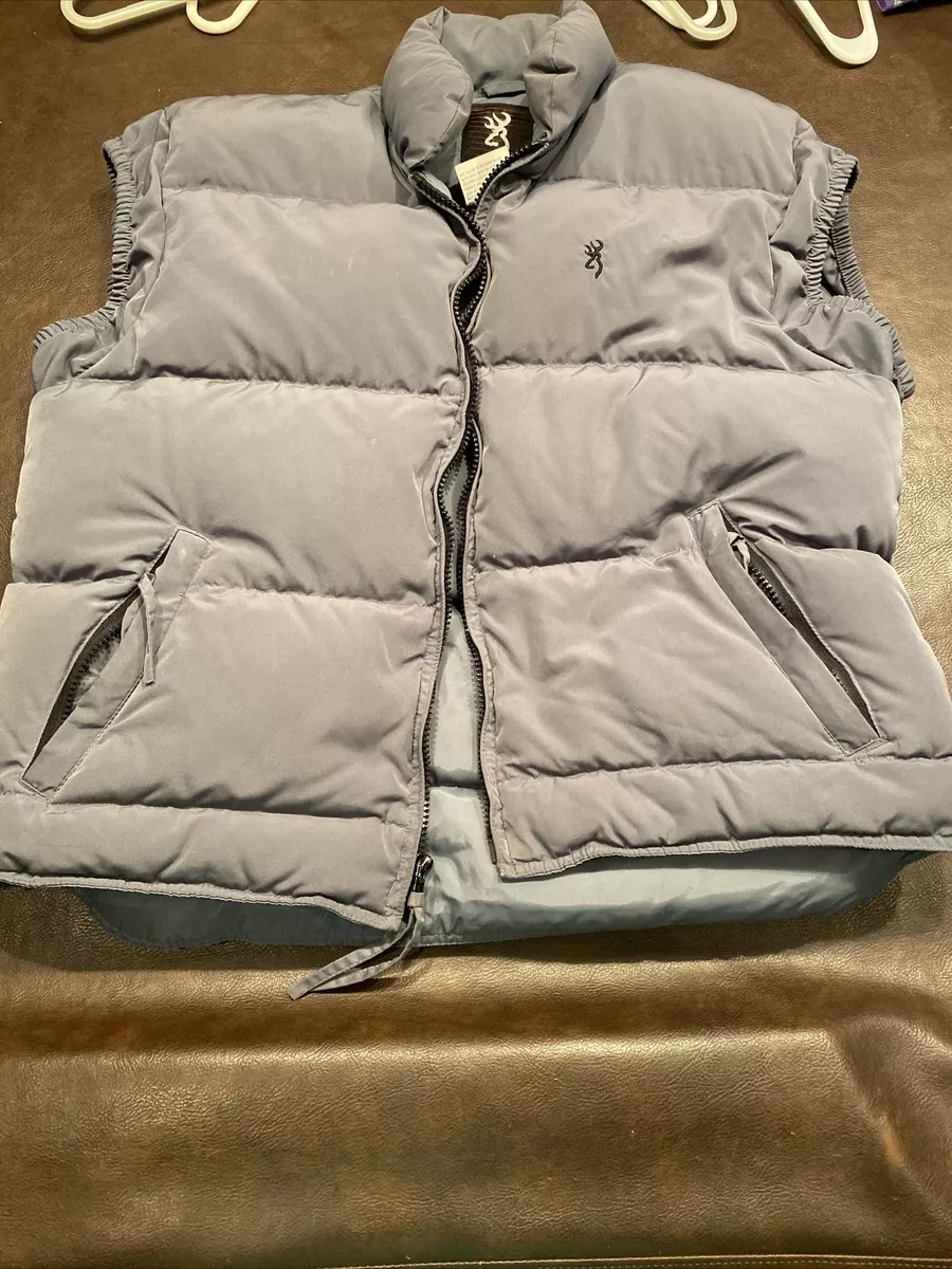 Browning Down Gray Hunting Vest Mens MD Goose Down Vintage 80 s Free Ship