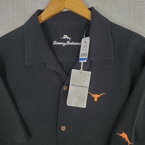 TOMMY BAHAMA x TEXAS New $168 Size XL 100% Silk Subtle Fronds Hawaiian Shirt - Picture 13 of 17